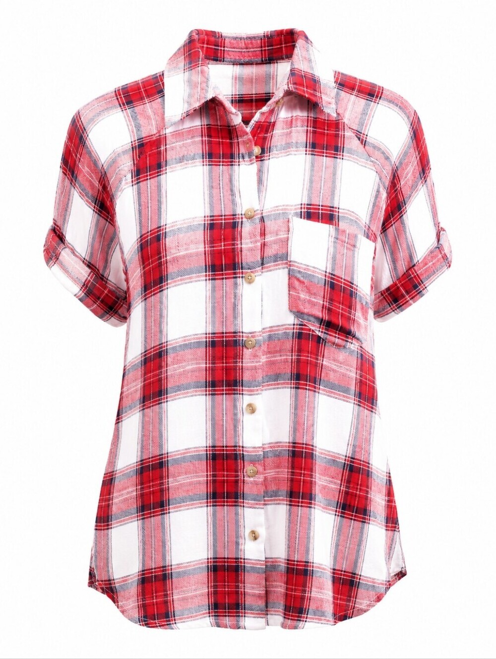 Black Tape women's plaid short sleeves button down shirt size M